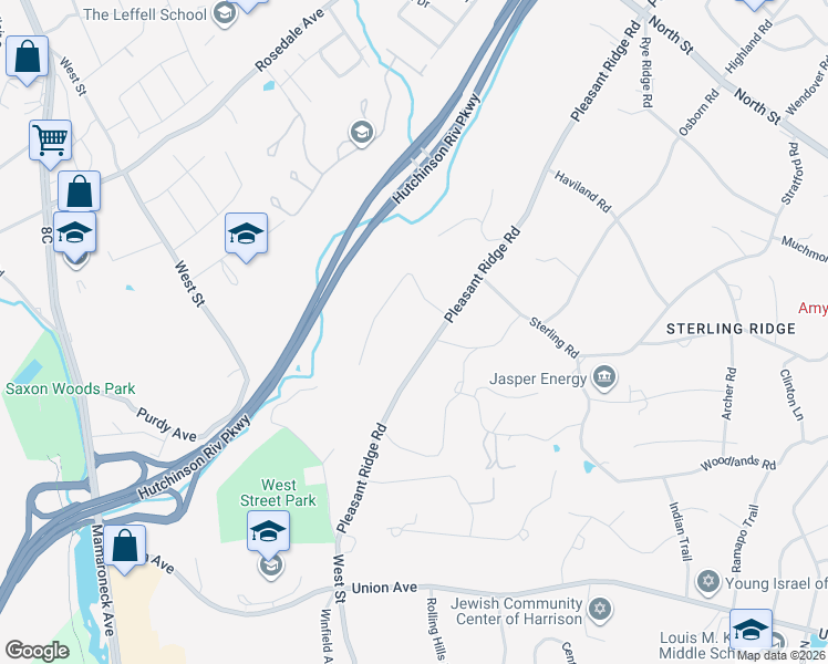map of restaurants, bars, coffee shops, grocery stores, and more near 5 Sunset Lane in Harrison