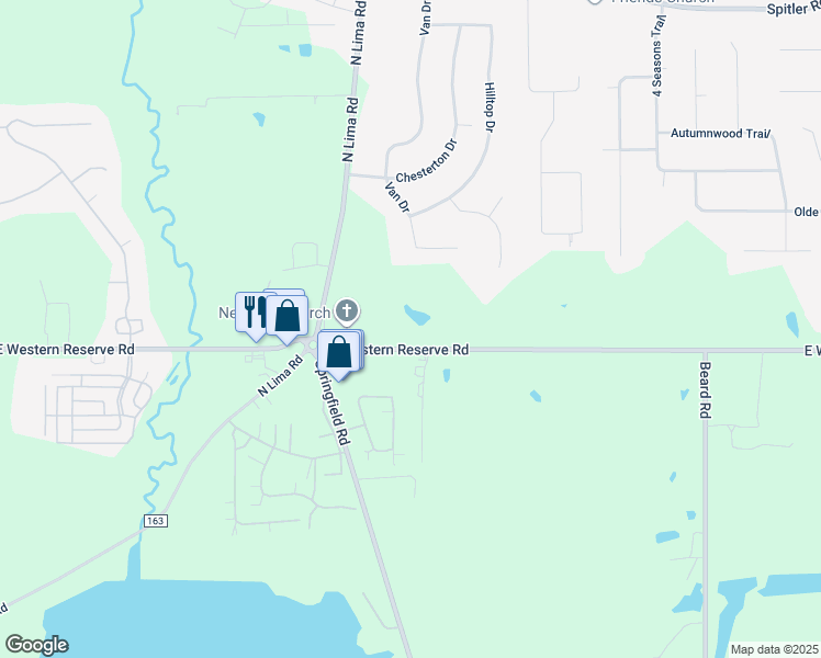 map of restaurants, bars, coffee shops, grocery stores, and more near 2398 East Western Reserve Road in Youngstown