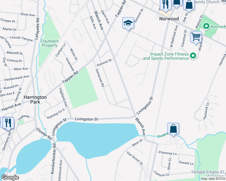 map of restaurants, bars, coffee shops, grocery stores, and more near 778 Blanch Avenue in Norwood