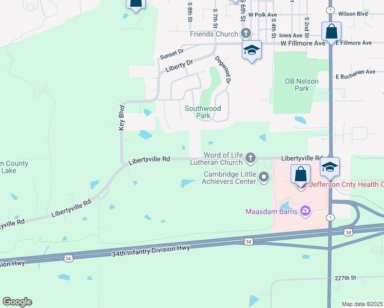 map of restaurants, bars, coffee shops, grocery stores, and more near 2082-2090 Libertyville Road in Fairfield