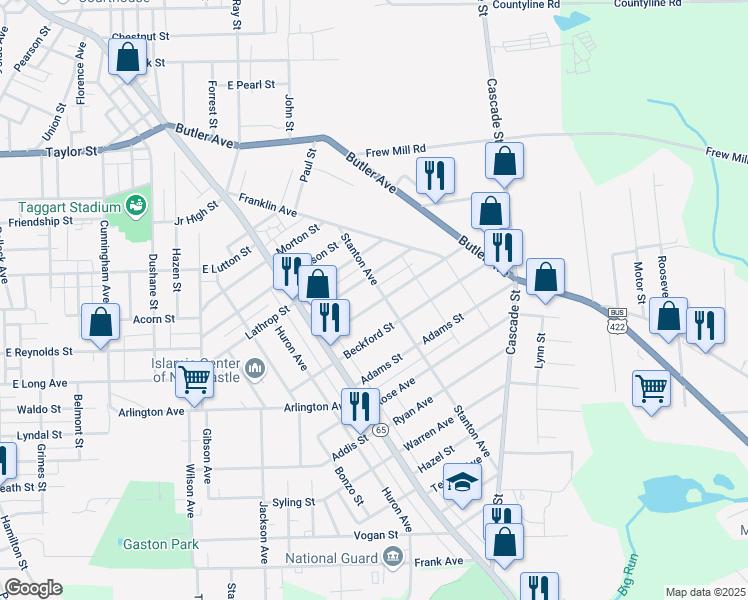map of restaurants, bars, coffee shops, grocery stores, and more near 937 Maryland Avenue in New Castle