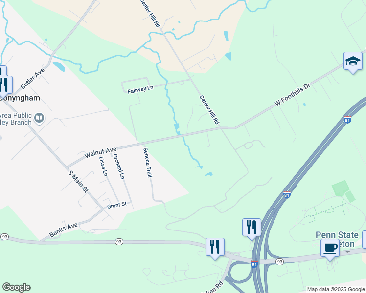 map of restaurants, bars, coffee shops, grocery stores, and more near 39 Mountain Road in Sugarloaf