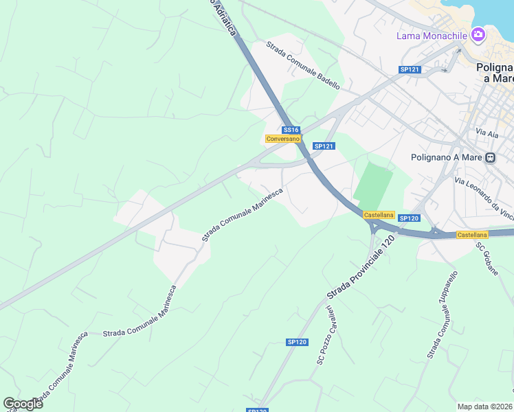 map of restaurants, bars, coffee shops, grocery stores, and more near 561 Strada Comunale Marinesca in Polignano a Mare