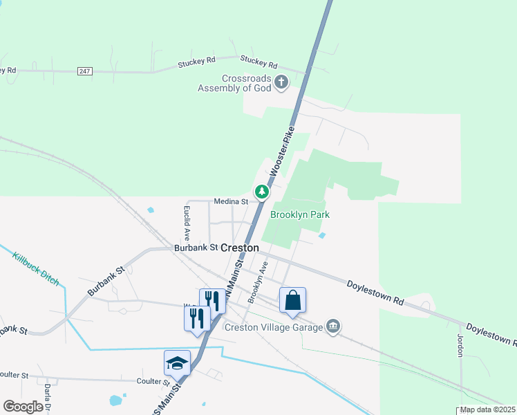 map of restaurants, bars, coffee shops, grocery stores, and more near 172 Ohio 3 in Creston