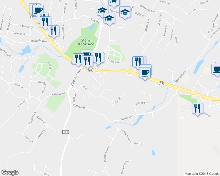 map of restaurants, bars, coffee shops, grocery stores, and more near 11 Alpine Drive in Kinnelon