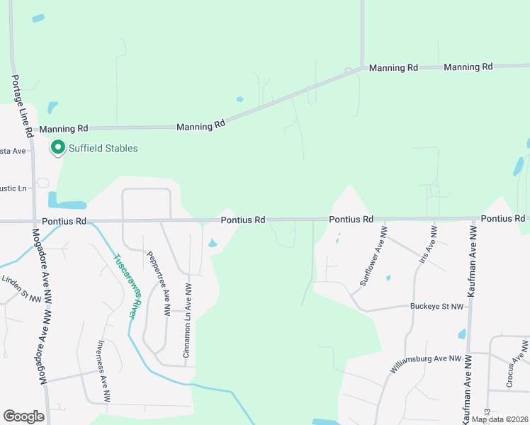 map of restaurants, bars, coffee shops, grocery stores, and more near 465 Pontius Road in Mogadore