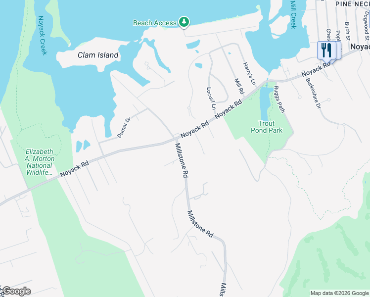 map of restaurants, bars, coffee shops, grocery stores, and more near 1736 Millstone Road in Sag Harbor