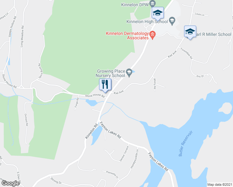 map of restaurants, bars, coffee shops, grocery stores, and more near 152-174 Kiel Avenue in Kinnelon