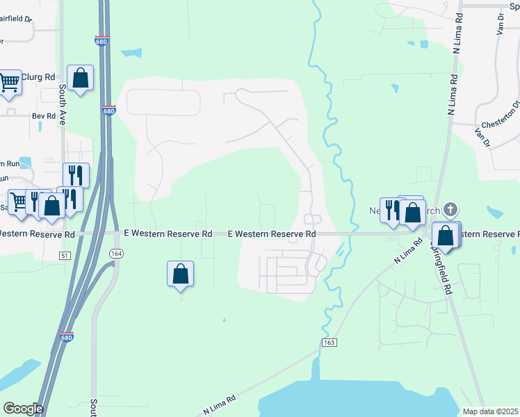 map of restaurants, bars, coffee shops, grocery stores, and more near in Youngstown