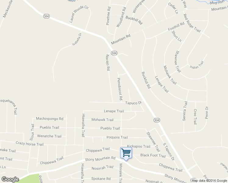 map of restaurants, bars, coffee shops, grocery stores, and more near 18 Navajo Road in Albrightsville