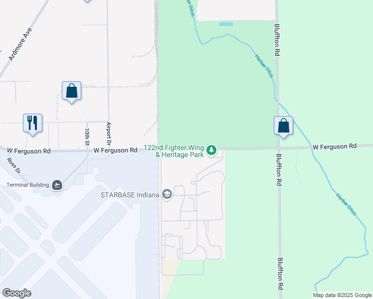 map of restaurants, bars, coffee shops, grocery stores, and more near 3005 West Ferguson Road in Fort Wayne