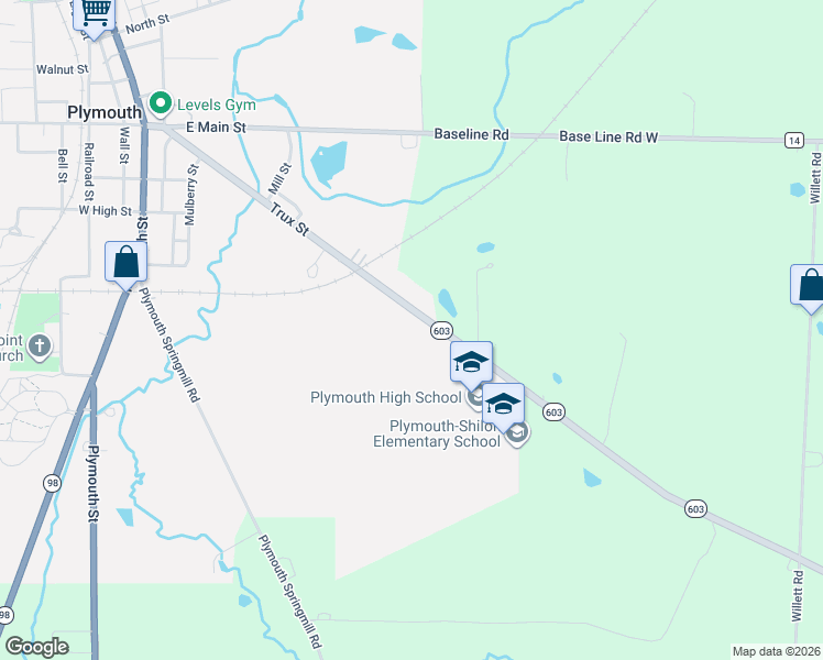 map of restaurants, bars, coffee shops, grocery stores, and more near 3851 State Highway 603 in Plymouth