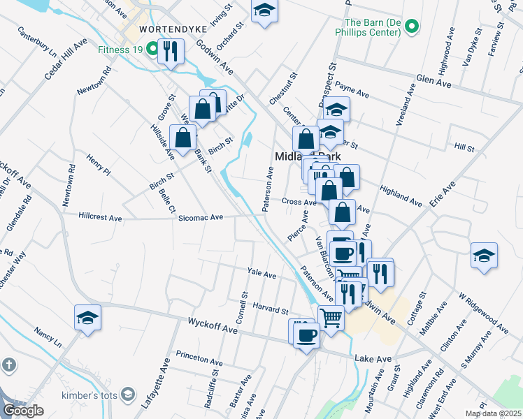 map of restaurants, bars, coffee shops, grocery stores, and more near 187 Paterson Avenue in Midland Park