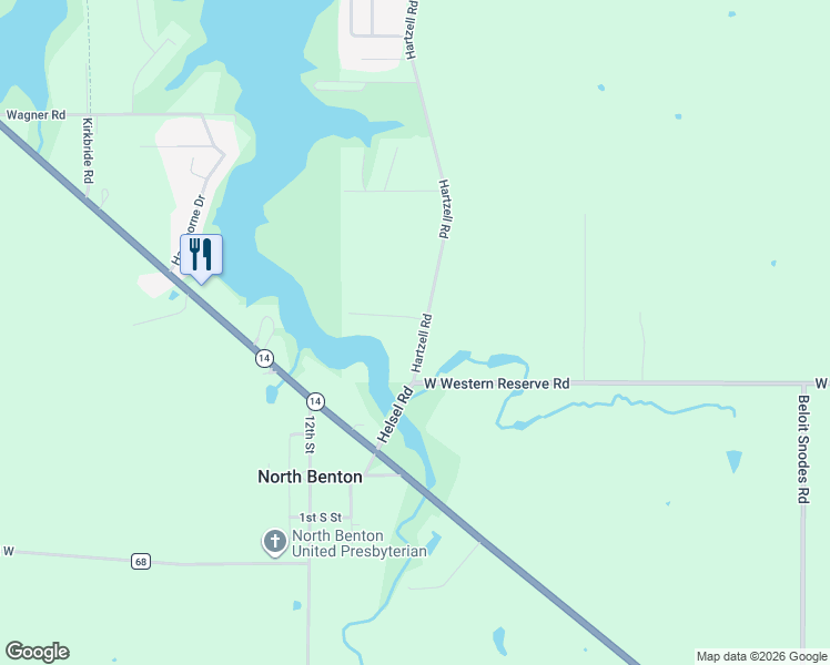 map of restaurants, bars, coffee shops, grocery stores, and more near 39 Hartzell Road in North Benton