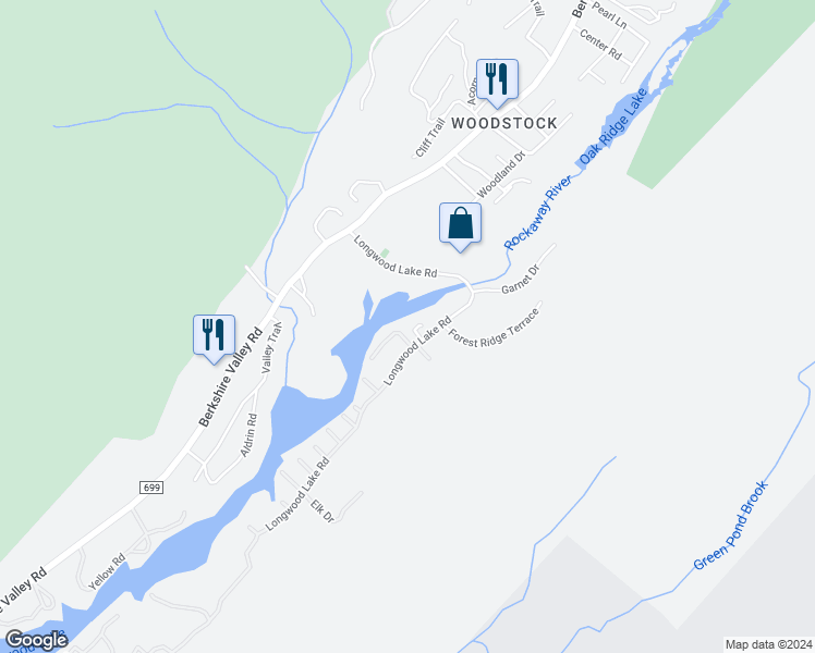 map of restaurants, bars, coffee shops, grocery stores, and more near 82 Longwood Lake Road in Jefferson