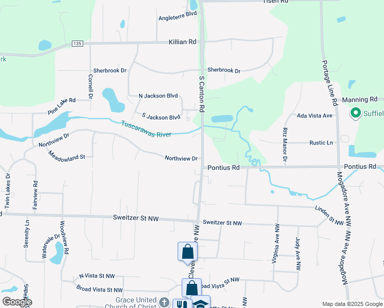 map of restaurants, bars, coffee shops, grocery stores, and more near 3177 Northview Drive in Uniontown