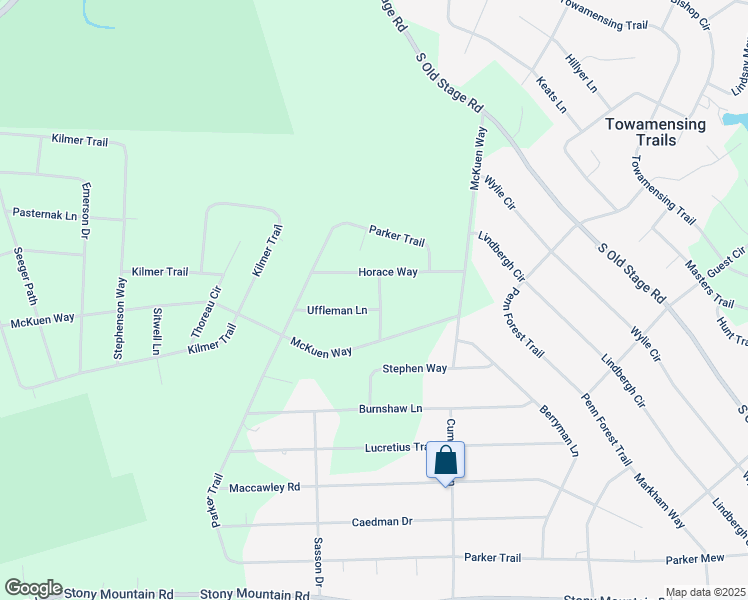 map of restaurants, bars, coffee shops, grocery stores, and more near in Towamensing Trails