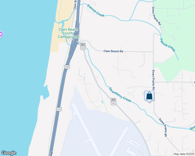 map of restaurants, bars, coffee shops, grocery stores, and more near 4560 Central Avenue in McKinleyville