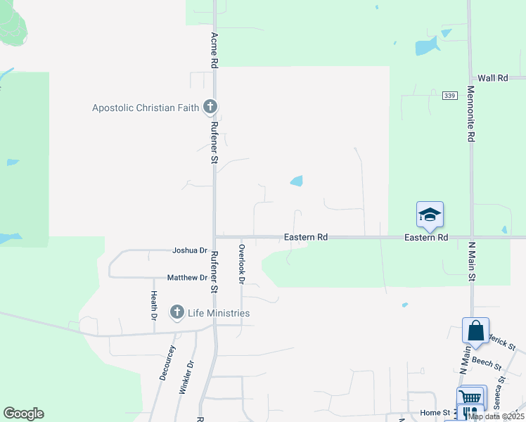 map of restaurants, bars, coffee shops, grocery stores, and more near 10 Hilltop Drive in Rittman