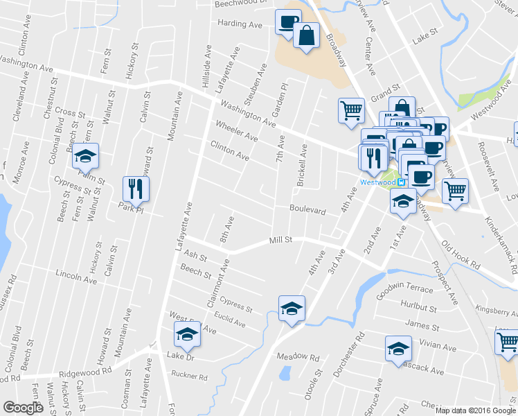 map of restaurants, bars, coffee shops, grocery stores, and more near 217 David Hooper Drive in Westwood