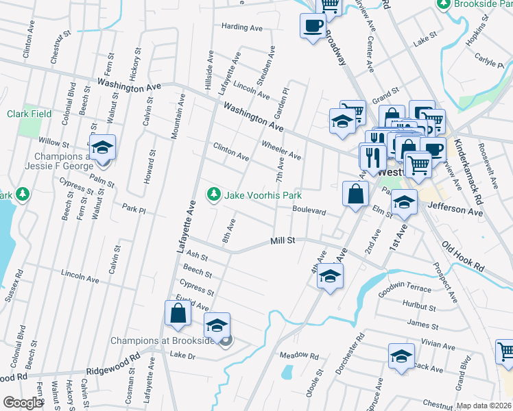 map of restaurants, bars, coffee shops, grocery stores, and more near 225 David Hooper Drive in Westwood