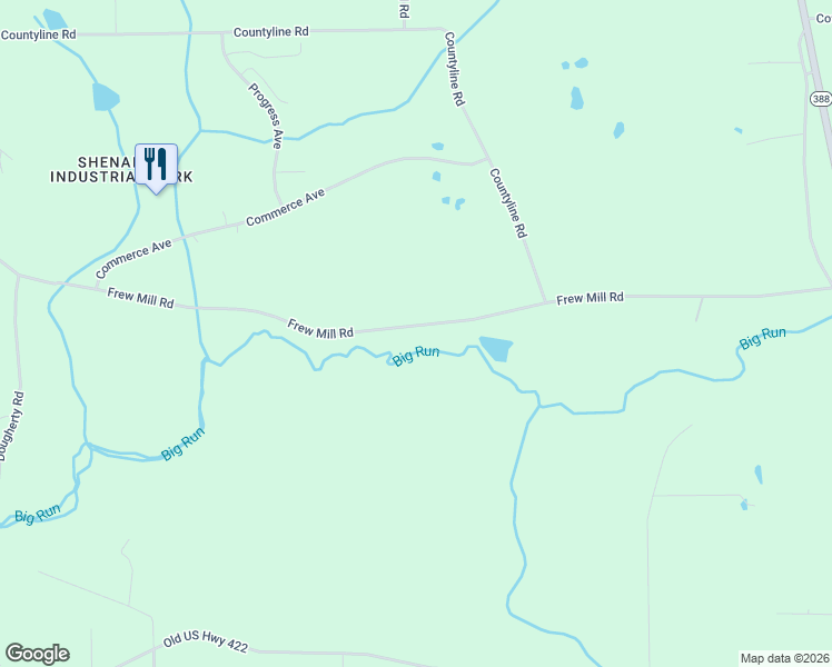 map of restaurants, bars, coffee shops, grocery stores, and more near 2112 Frew Mill Road in New Castle