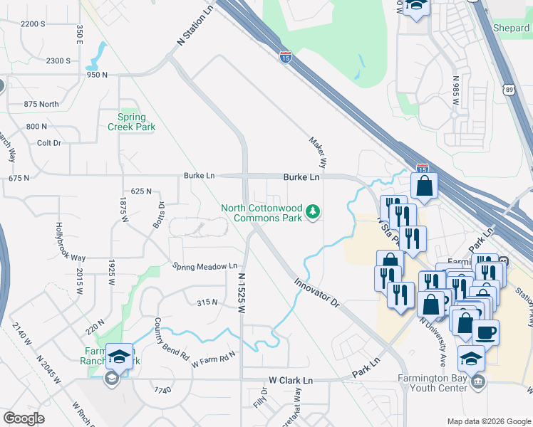 map of restaurants, bars, coffee shops, grocery stores, and more near in Farmington