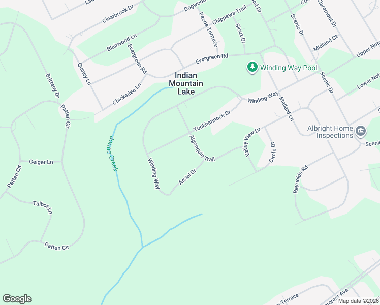 map of restaurants, bars, coffee shops, grocery stores, and more near 2611-2613 Algonquin Trail in Albrightsville