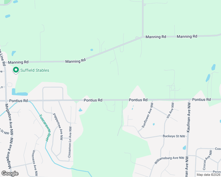map of restaurants, bars, coffee shops, grocery stores, and more near 465 Pontius Road in Mogadore