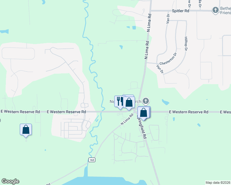 map of restaurants, bars, coffee shops, grocery stores, and more near 3100 Parkland Court in Youngstown