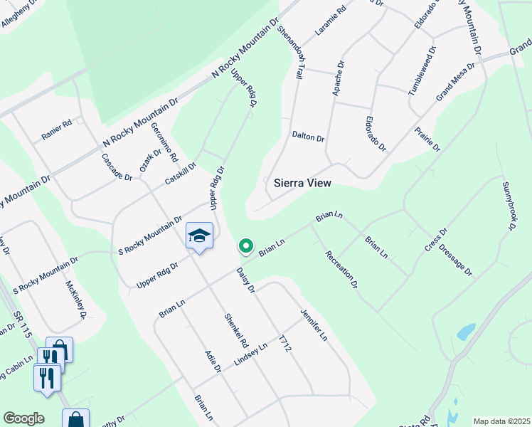map of restaurants, bars, coffee shops, grocery stores, and more near 1405 Grand Mesa Drive in Effort