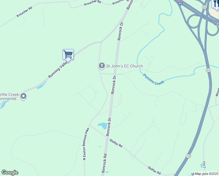 map of restaurants, bars, coffee shops, grocery stores, and more near 534 North Easton Belmont Pike in Stroudsburg