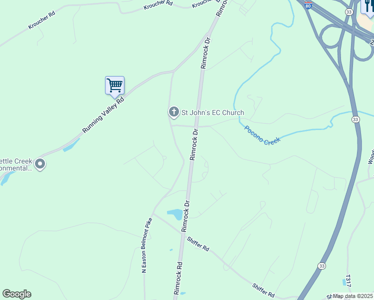 map of restaurants, bars, coffee shops, grocery stores, and more near 534 North Easton Belmont Pike in Stroudsburg