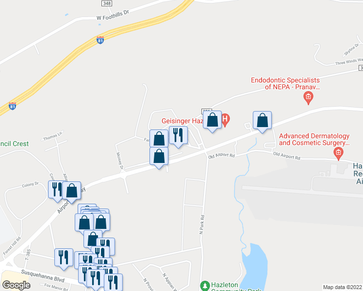 map of restaurants, bars, coffee shops, grocery stores, and more near 388 Holly Lynn Drive in Luzerne County