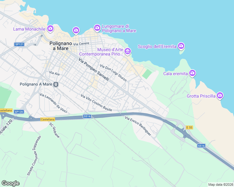 map of restaurants, bars, coffee shops, grocery stores, and more near 9 Via Pietro Nenni in Polignano A Mare