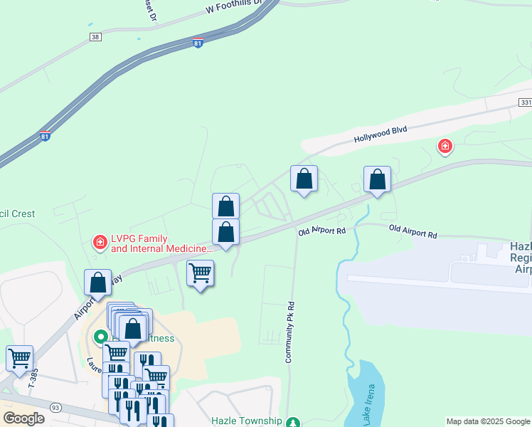 map of restaurants, bars, coffee shops, grocery stores, and more near 327 Holly Lynn Drive in Luzerne County