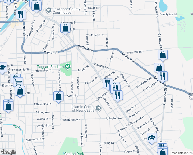 map of restaurants, bars, coffee shops, grocery stores, and more near 840 Almira Avenue in New Castle