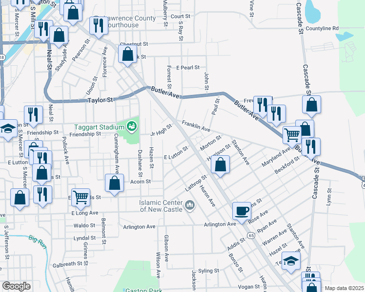 map of restaurants, bars, coffee shops, grocery stores, and more near 840 Almira Avenue in New Castle