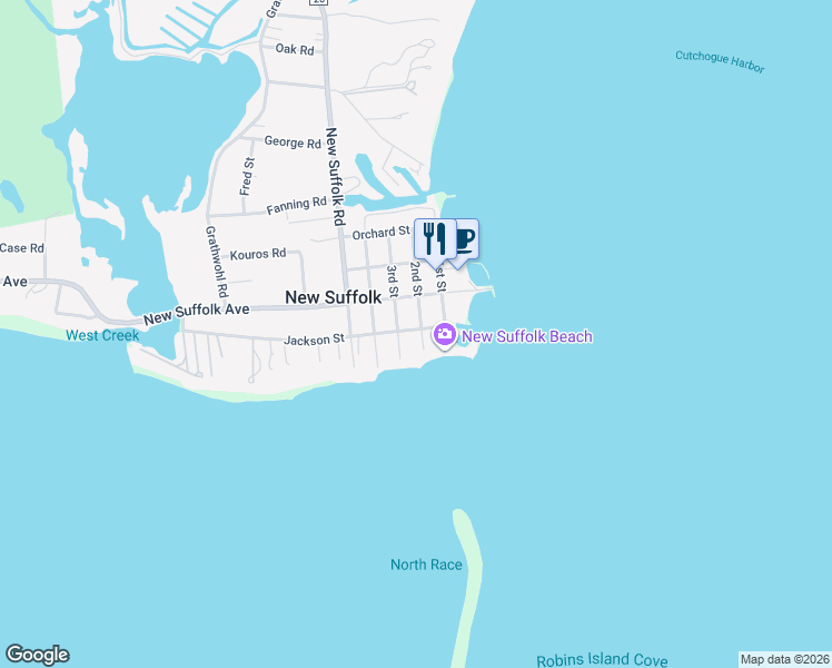 map of restaurants, bars, coffee shops, grocery stores, and more near 2450 Jackson Street in New Suffolk