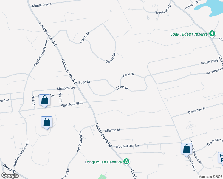 map of restaurants, bars, coffee shops, grocery stores, and more near 27 Todd Drive in East Hampton