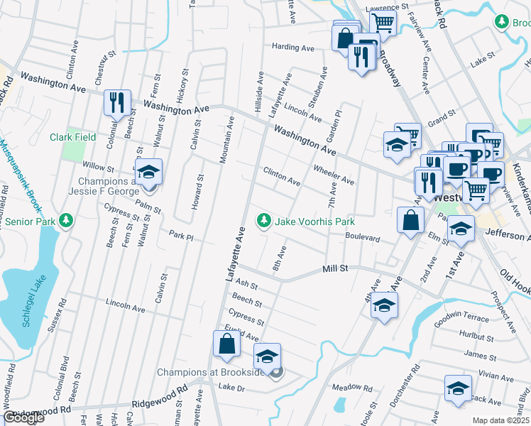 map of restaurants, bars, coffee shops, grocery stores, and more near 9 Glenn Court in Westwood