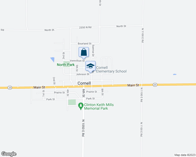 map of restaurants, bars, coffee shops, grocery stores, and more near 202 8th Street in Cornell