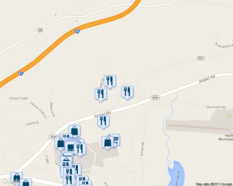map of restaurants, bars, coffee shops, grocery stores, and more near 159 Woodcrest Boulevard in Luzerne County