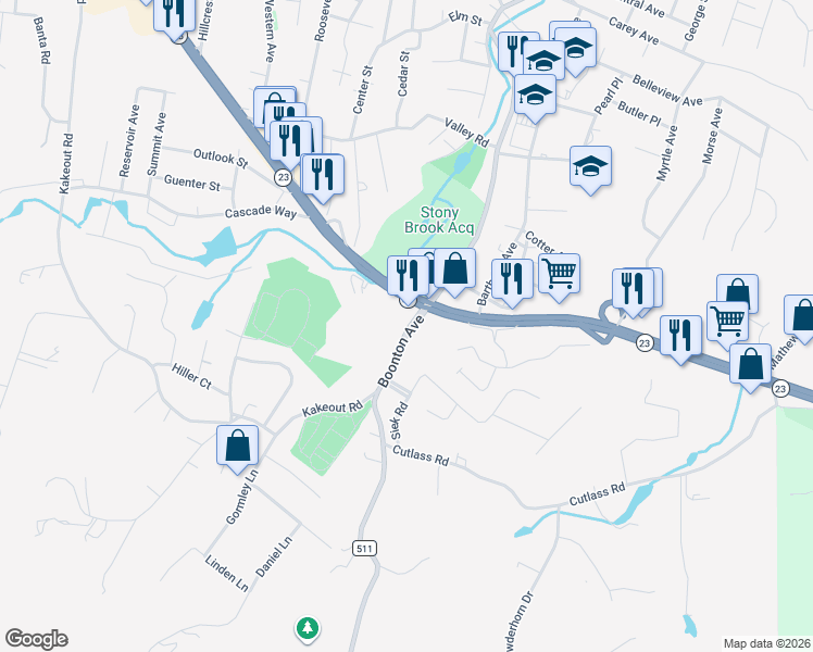 map of restaurants, bars, coffee shops, grocery stores, and more near 225 County Road 511 in Butler