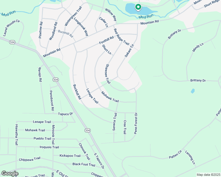 map of restaurants, bars, coffee shops, grocery stores, and more near 51 Shawnee Trail in Albrightsville
