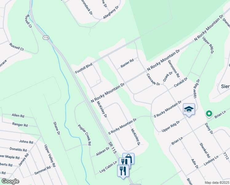 map of restaurants, bars, coffee shops, grocery stores, and more near 1144 North Rocky Mountain Drive in Effort