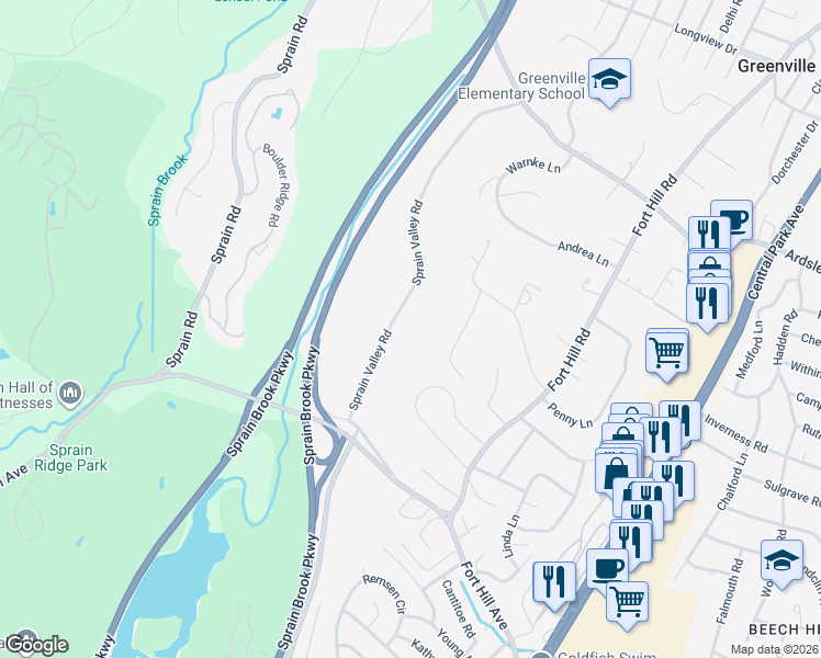 map of restaurants, bars, coffee shops, grocery stores, and more near 62 Sprain Valley Road in Scarsdale