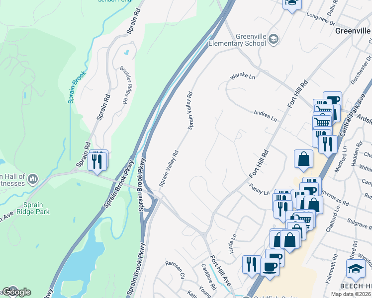 map of restaurants, bars, coffee shops, grocery stores, and more near 62 Sprain Valley Road in Scarsdale