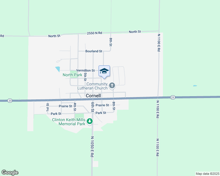 map of restaurants, bars, coffee shops, grocery stores, and more near 202 8th Street in Cornell