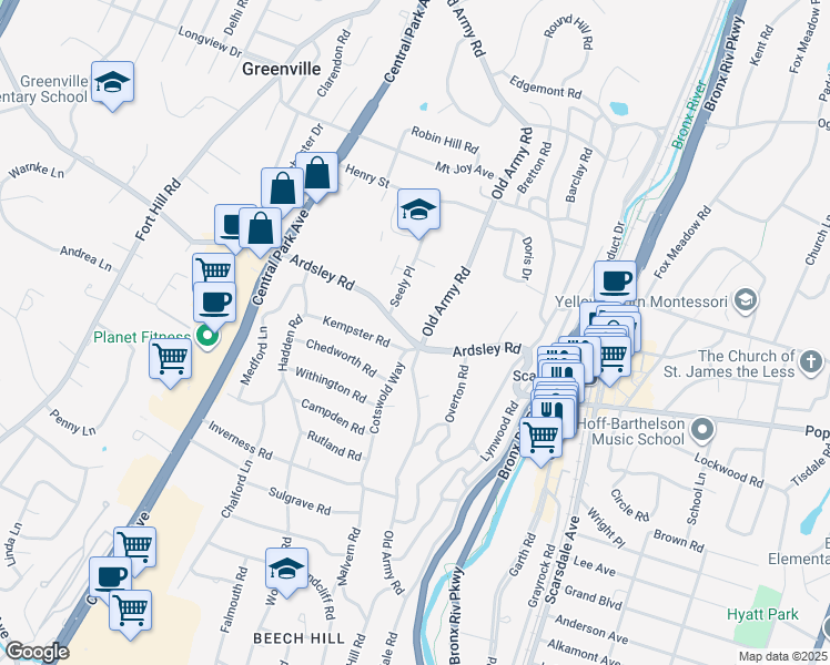 map of restaurants, bars, coffee shops, grocery stores, and more near in Greenville